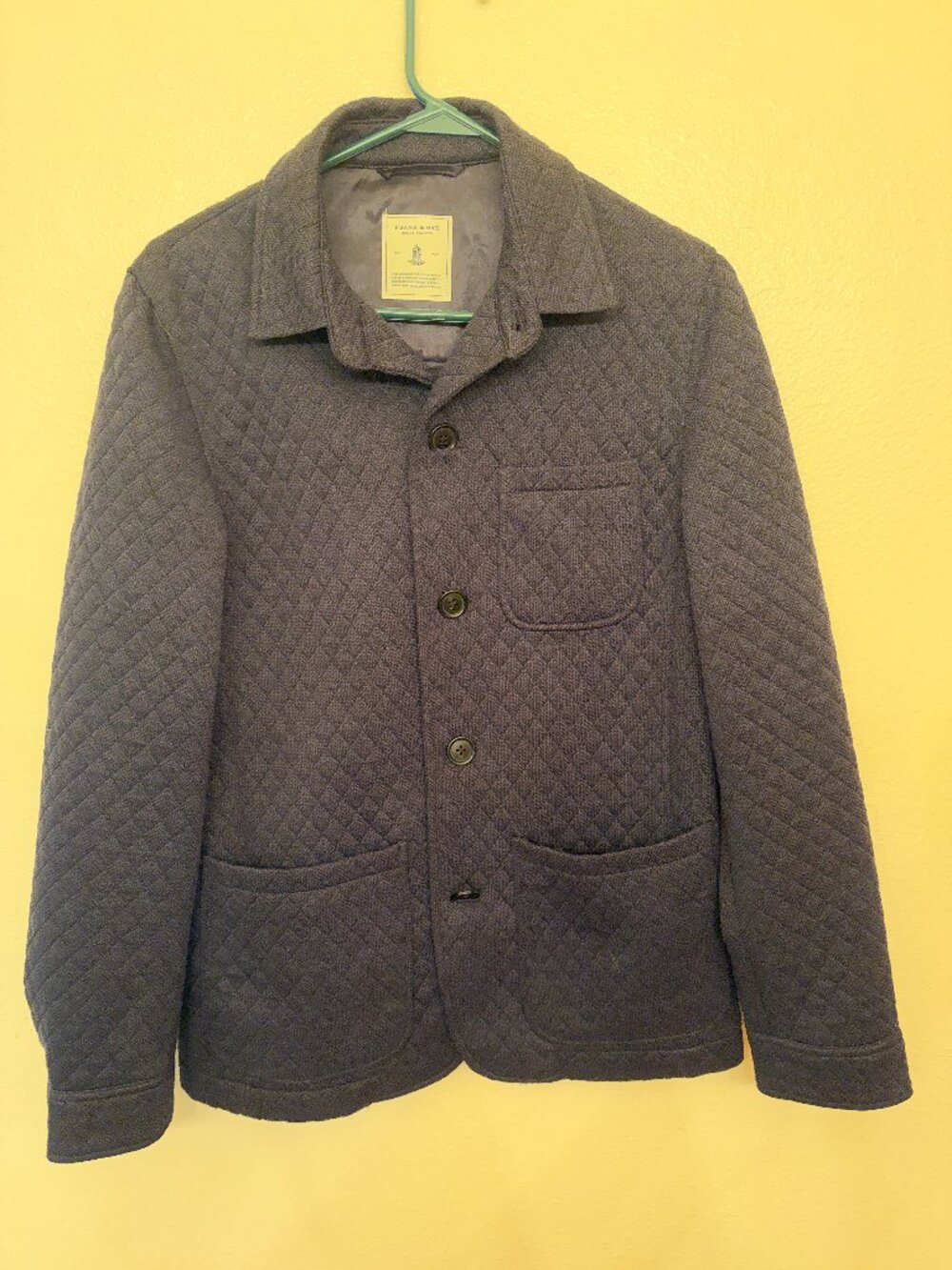 Frank & Oak Rue St-Viateur Quilted Button-Up Jacket in Dark Gray Size 38 (Small)